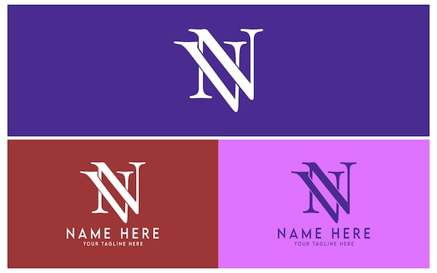 Vecteur minimaliste nv vn logo design créatif initial basé sur un modèle vectoriel