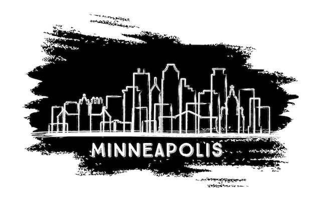 Minneapolis Minnesota City Skyline Silhouette Hand Drawn Sketch Voyage D'affaires Et Concept De Tourisme à L'architecture Moderne