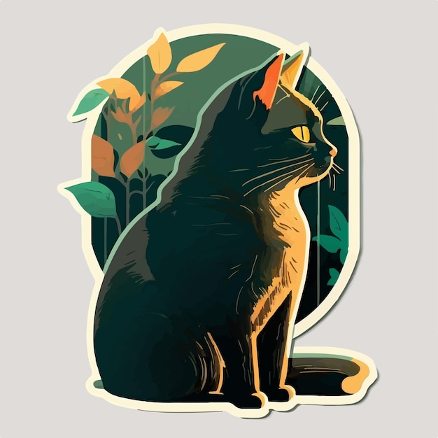 Minou lunatique et charmant avec des couleurs vibrantes dans une illustration vectorielle ludique