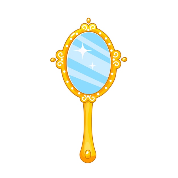 Miroir à Main Princessemiroir Ovale Brillant Avec Couronne Dorée Pour Fillestyle Dessin Animé