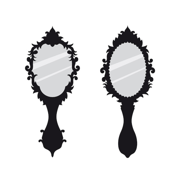 Vecteur miroir à main rétro de style gothique
