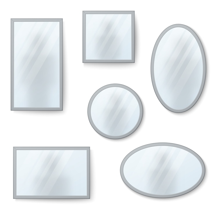 Vecteur miroirs réalistes de vecteur sertie de reflet flou