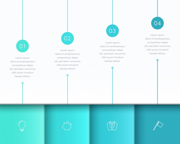 Mise En Page 3d Infographie Bleue Vector 3d Avec Les étapes Un à Quatre