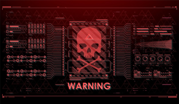 Mise en page conceptuelle avec des éléments HUD pour l'impression et le Web Éléments de l'interface HUD avec signe d'attention Avertissement