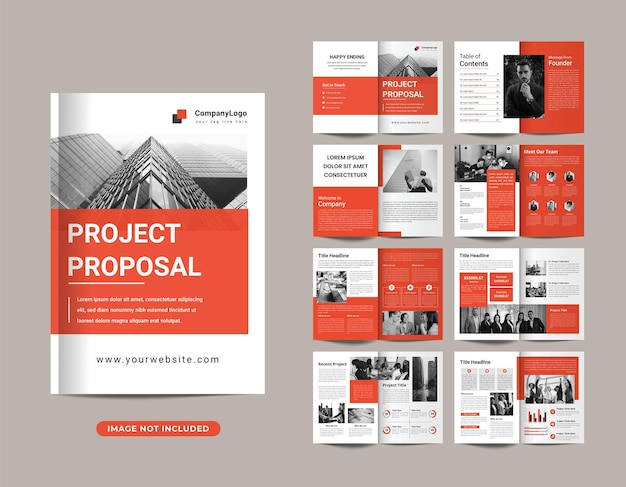 Mise En Page Du Modèle De Brochure Rouge Multi-pages D'entreprise Avec Page De Couverture Vecteur Premium