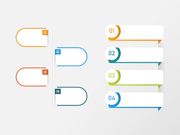 Mise En Page Du Modèle D'infographie Avec Quatre Options Sur Fond Gris.