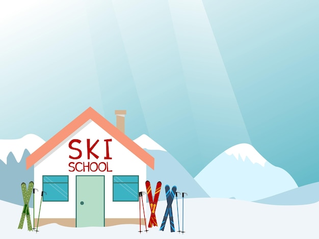 Mise en page de la publicité de l'école de ski