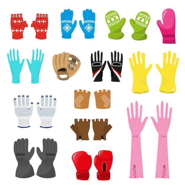 Mitaines De Vecteur En Laine De Gants Et Paire De Gants De Protection Illustration Set