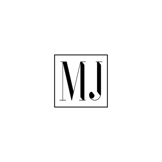 MJ monogramme logo design lettre texte nom symbole monochrome logo alphabet caractère simple logo