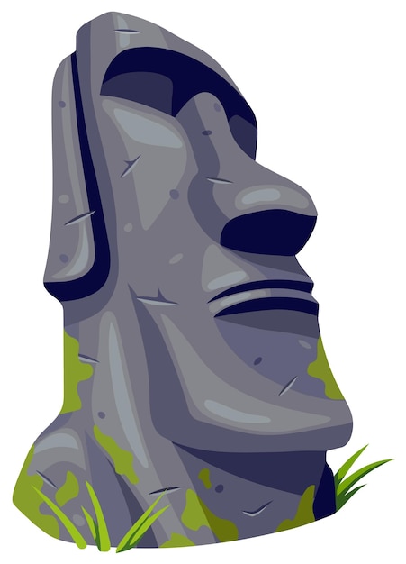 Moai Sur L'île De Pâques Sculpture En Pierre De Dessin Animé Vecteur Isolé