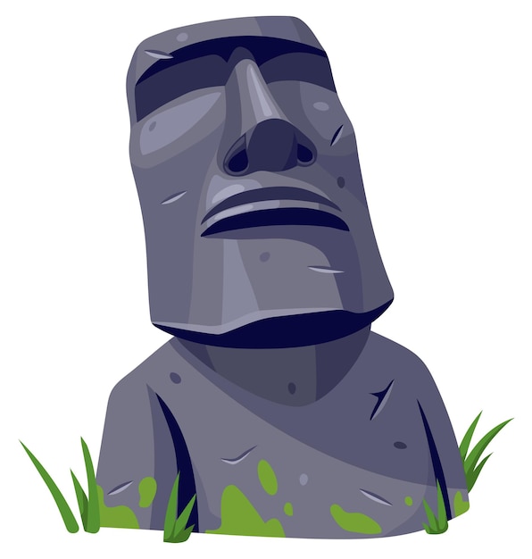 Moai Sur L'île De Pâques Sculpture En Pierre De Dessin Animé Vectoriel Isolé