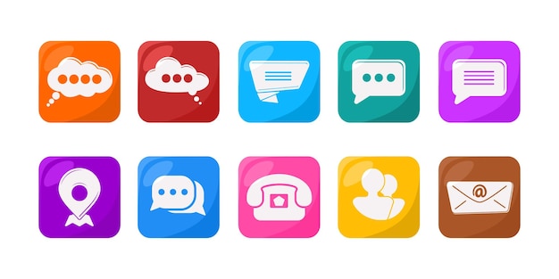 Mobile Contactez-nous Icon Set Vector Collection