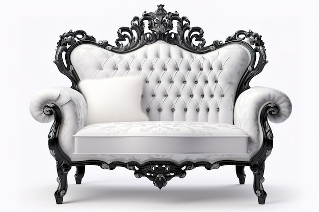 Vecteur mobilier baroque riche fauteuil décotations de style royal ornements victoriens gravés