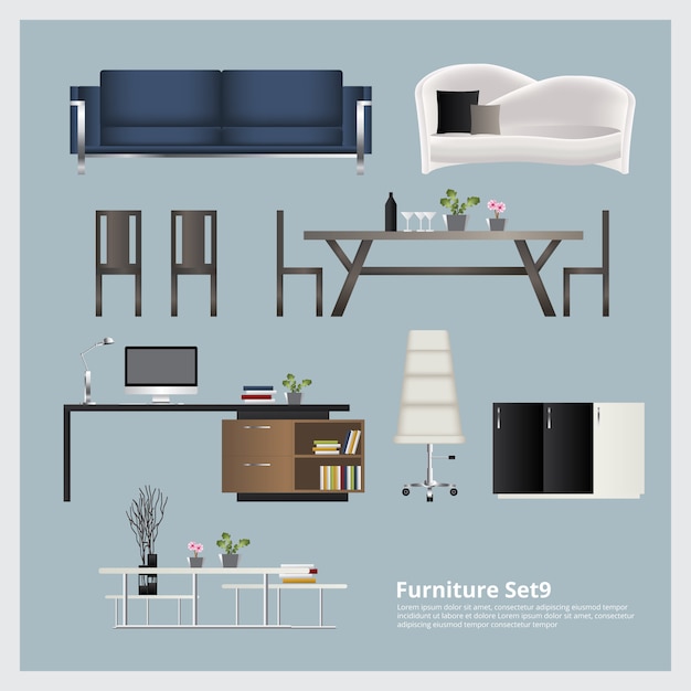 Mobilier et décoration de la maison Set Vector Illustration