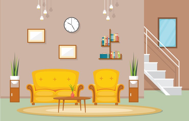 Vecteur mobilier intérieur d'appartement de grand standing avec salon de luxe