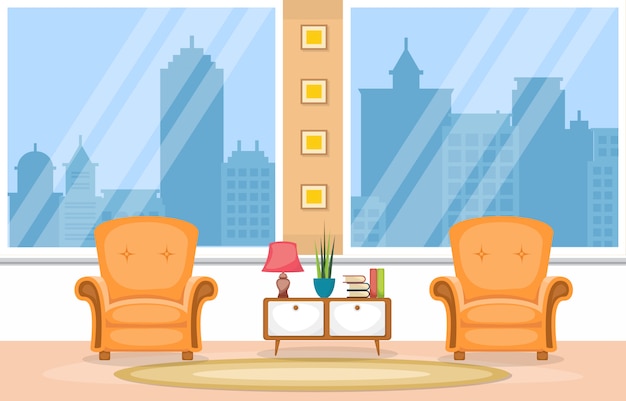 Vecteur mobilier intérieur d'appartement de grand standing avec salon de luxe