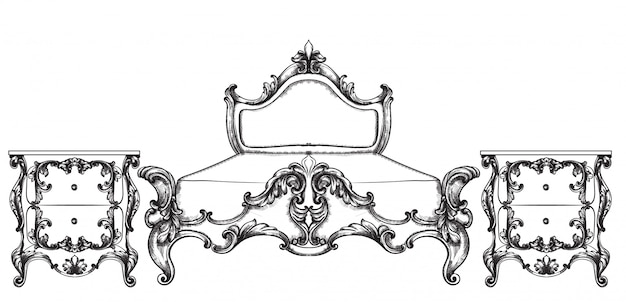 Vecteur mobilier de lit baroque