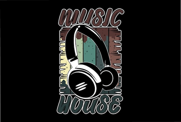 Vecteur mock up t-shirt music house style rétro vintage