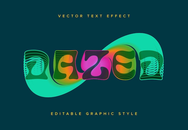 Vecteur mockup d'effet de texte coloré et déformé