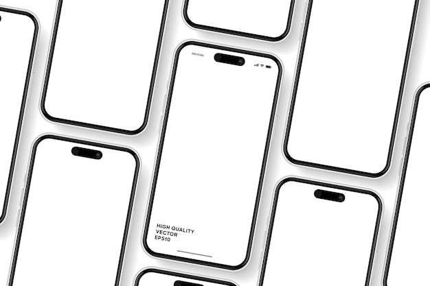 Vecteur mockup de smartphone 3d de haute qualité avec différents angles et arrière-plan isolé pour l'application mobile de l'émission