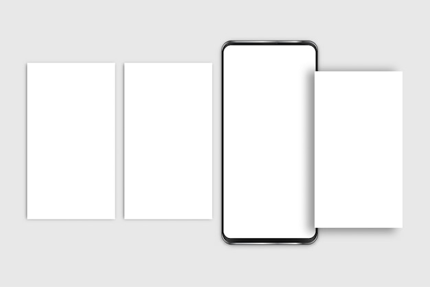 Mockup de smartphone avec des histoires de médias sociaux mockup d'interface de page d'application mobile conception de modèle de page pour le feed de poste de carrousel utilisateur interface de conception d'illustration vectorielle modèle vide sur le réseau social