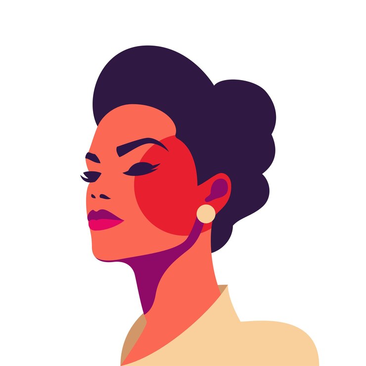 Vecteur mode belle jeune femme visage confiant pop art couleur avatar vecteur illustration plate