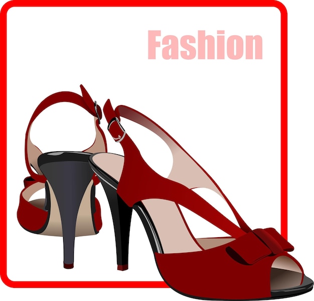 Vecteur mode femme affiche de chaussures rouges illustration vectorielle
