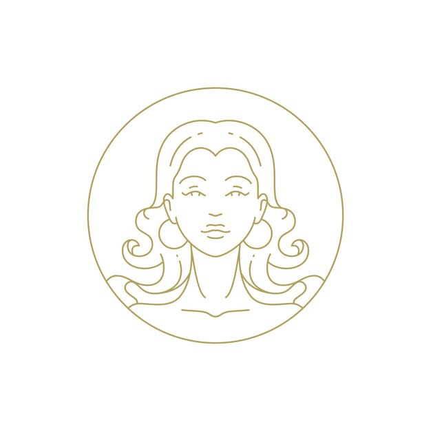 Mode Femme Beauté Portrait Cosmétologie Maquillage Soins De La Peau Ligne Art Déco Vintage Logo Vecteur