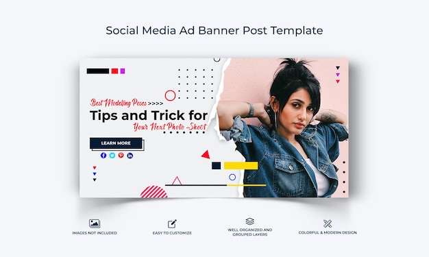 Mode Hommes Et Femmes Mode Médias Sociaux Facebook Ad Banner Post Template Vecteur Premium