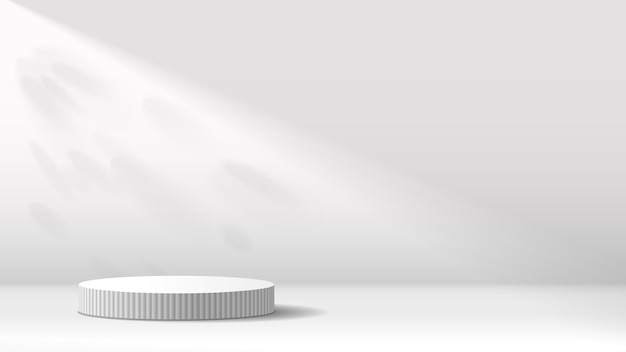 Modèle 3D blanc vide avec podium avec maquette vectorielle de lumière du soleil