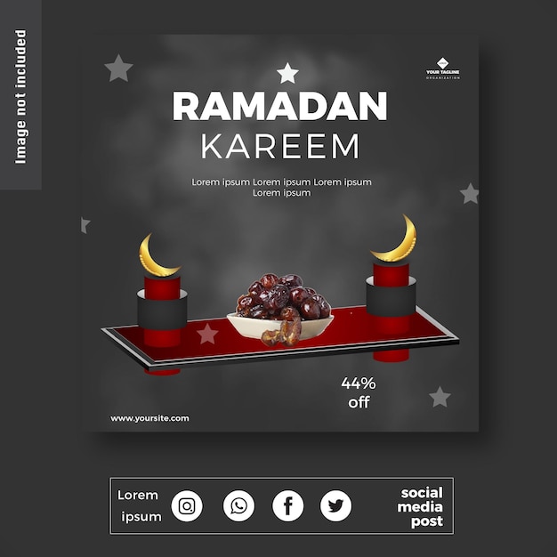 Vecteur modèle 3d de publication de médias sociaux de grande vente de ramadan