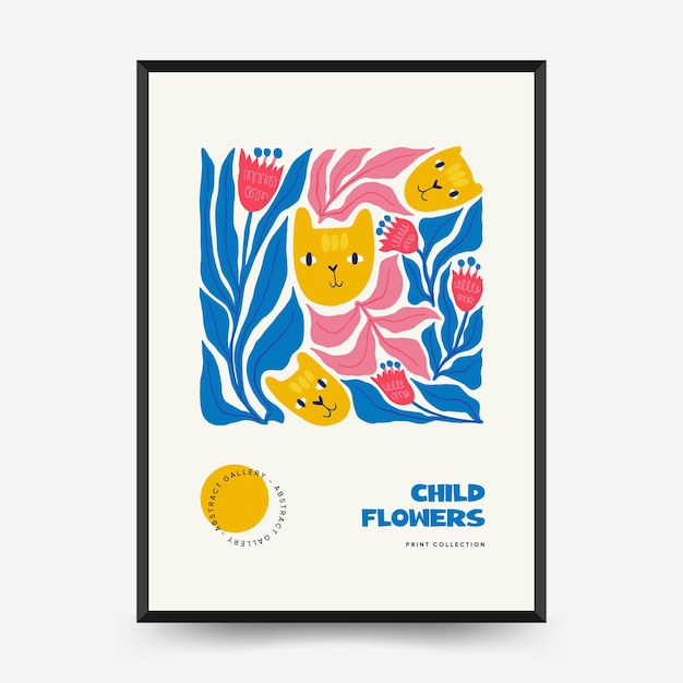 Modèle Abstrait D'affiches Florales. Style Minimal Moderne Et Tendance De Matisse.