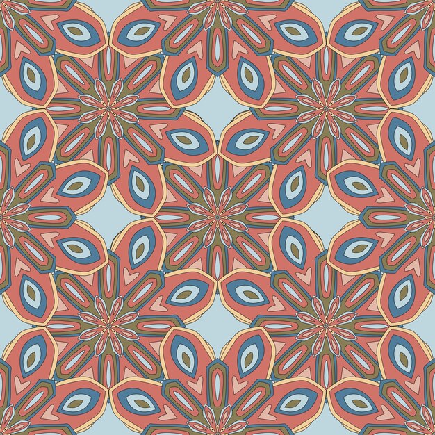 Modèle Abstrait Sans Couture Avec Fleur De Mandala. Mosaïque, Carrelage. Fond Floral.