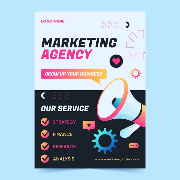 Modèle D'affiche D'agence De Marketing Dégradé