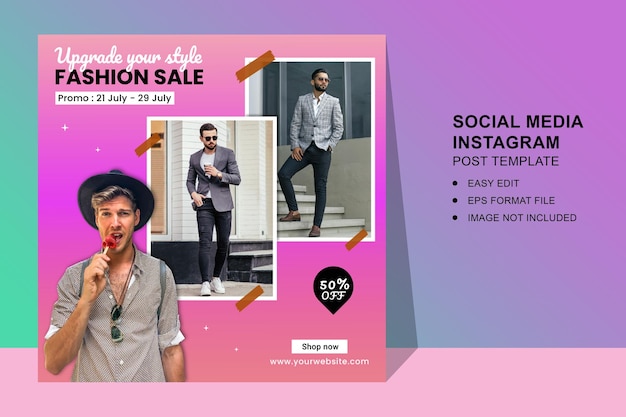 Vecteur modèle d'affiche et de bannière carrée de vente de mode instagram ou de médias sociaux