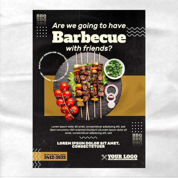 Vecteur modèle d'affiche de barbecue