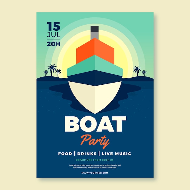 Modèle d'affiche de célébration de fête de bateau dessiné à la main