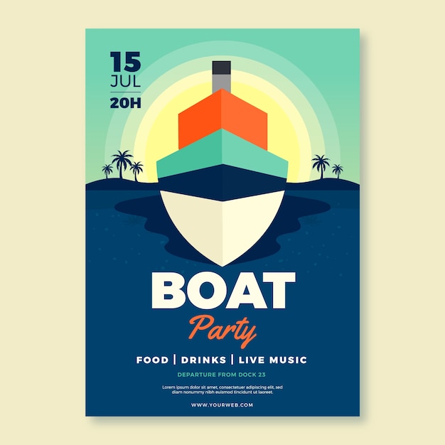 Vecteur modèle d'affiche de célébration de fête de bateau dessiné à la main