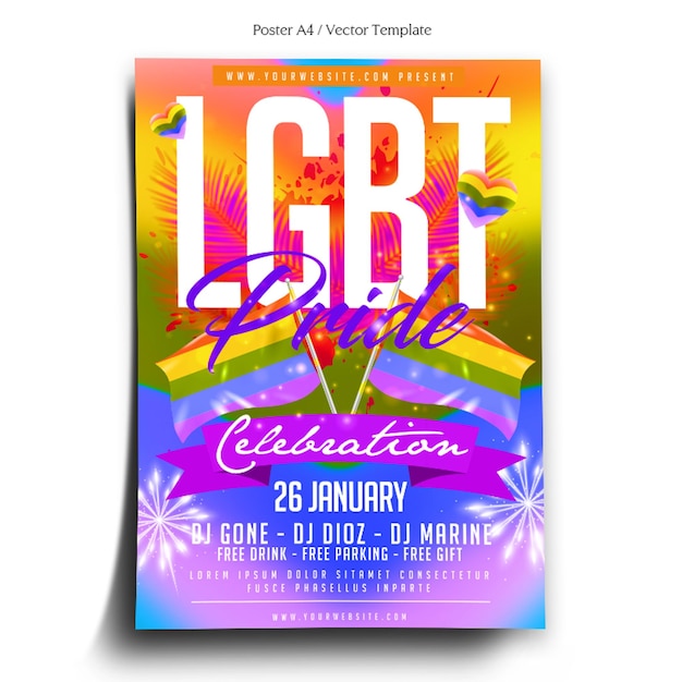 Vecteur modèle d'affiche de célébration de la fierté lgbt