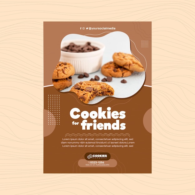 Vecteur modèle d'affiche de cookies au chocolat