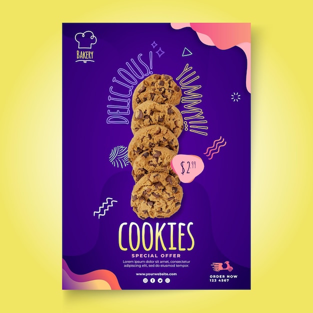 Vecteur modèle d'affiche de cookies