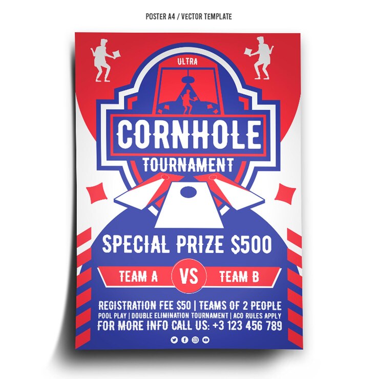 Vecteur modèle d'affiche de cornhole ultra