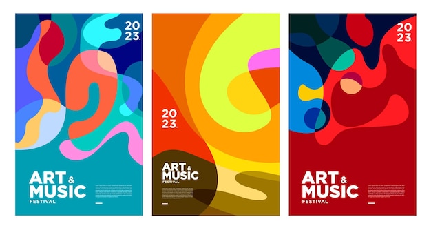 Modèle D'affiche Et De Couverture Du Festival D'art Et De Musique Coloré D'été 2023