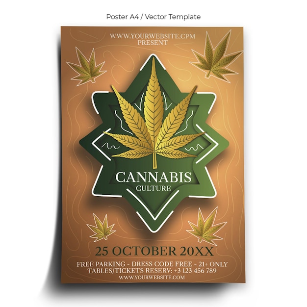 Vecteur modèle d'affiche de culture du cannabis