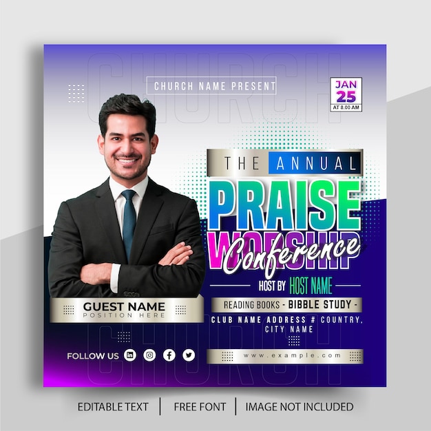 Modèle d'Affiche de dépliant de conférence d'église
