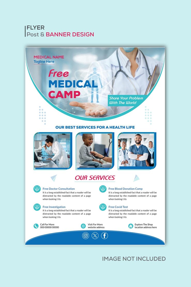 Modèle d'affiche et de dépliant sur les soins médicaux