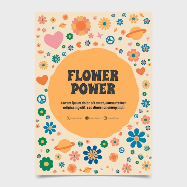 Modèle D'affiche De Design Plat à La Puissance Des Fleurs