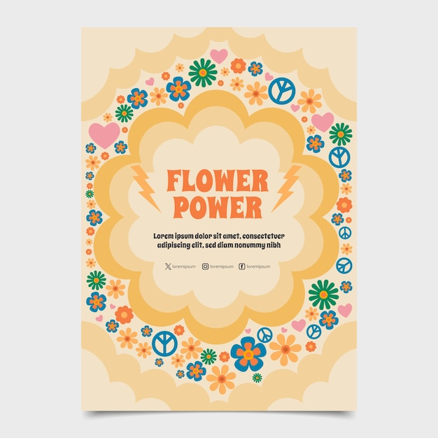 Vecteur modèle d'affiche de design plat à la puissance des fleurs