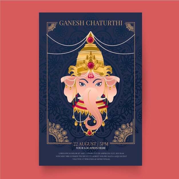 Modèle D'affiche De Dessin De Ganesh Chaturthi