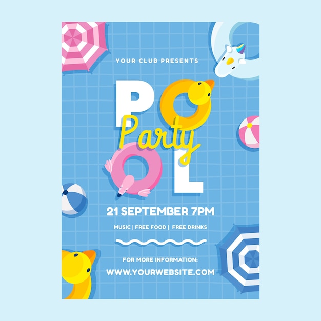 Modèle d'affiche de divertissement de fête de piscine